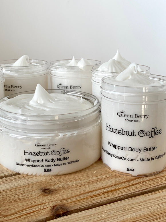 Whipped Body Butter - Hazelnut Coffee - Shea Butter - No Colorants - Hand & Body Cream / Lotion - Paraben Free, Cruelty Free