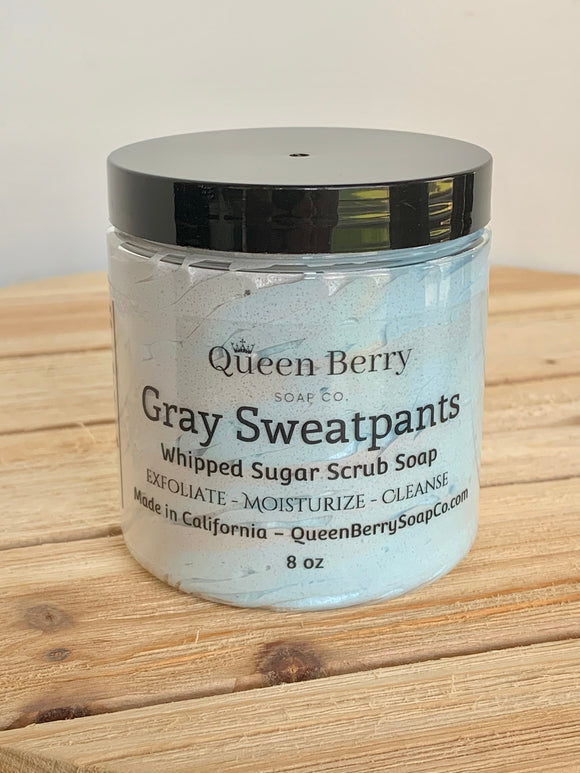Gray Sweatpants - Whipped Sugar Scrub Soap - Paraben and Cruelty Free - Compare to Acqua Di Gio
