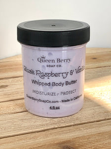 Whipped Body Butter - Raspberry and Vanilla - Hand & Body Cream - Paraben Free, Cruelty Free