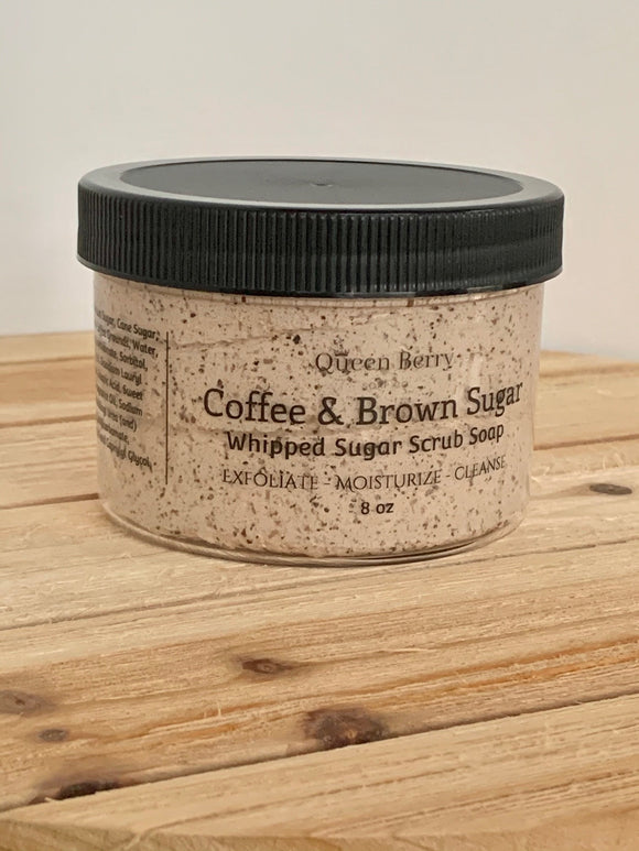 Coffee & Brown Sugar Whipped Scrub Soap - Creamy, Never Oily - Hazelnut- Exfoliating - Paraben Free & Cruelty Free