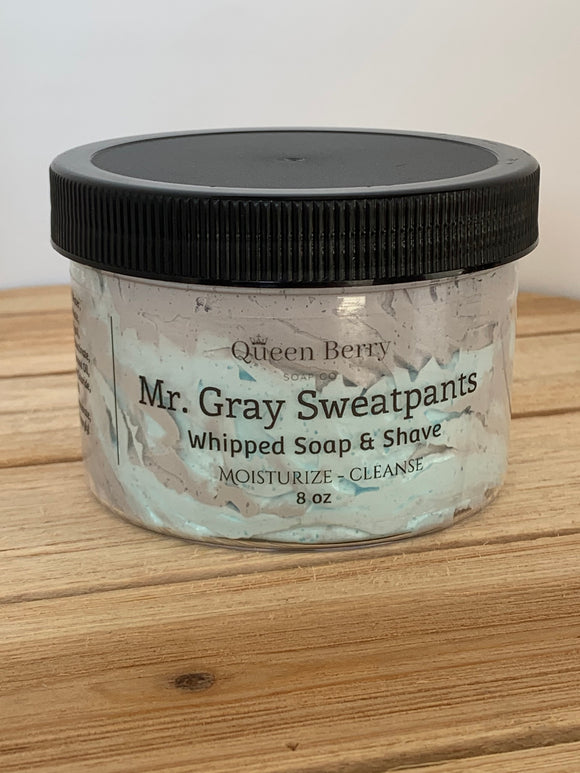 Whipped Soap & Shave - Mr. Gray Sweatpants  - Fresh, Clean Fragrance with Citrus Notes - Paraben and Cruelty Free