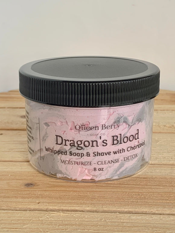 Dragon's Blood - Charcoal Whipped Soap and Shave - Detoxing Whipped Soap with Coconut Derived Activated Charcoal