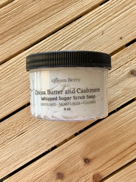 Cocoa Butter & Cashmere - Whipped Sugar Scrub Soap -  Exfoliate and Cleanse - Paraben, Color and Cruelty Free - Great for Self Care