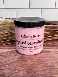 Sugared Strawberries - Whipped Sugar Scrub Soap -  Exfoliate - Moisturize - Cleanse - Paraben and Cruelty Free