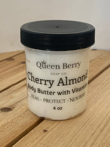 Thick Whipped Body Butter - Cherry Almond - Paraben, Cruelty, Gluten, Colorant and Sulfate Free - Vegan, Natural Extracts and Botanicals